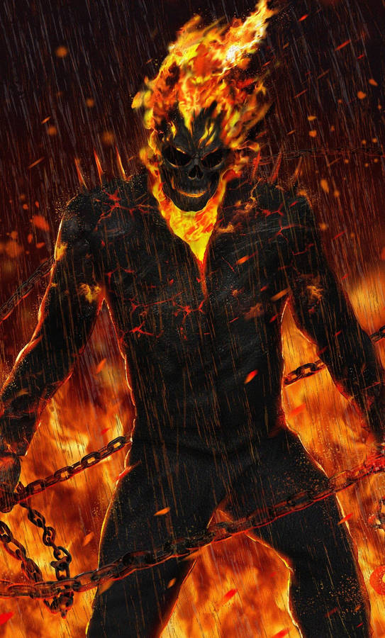 Cool 3d Ghost Rider In Flames Wallpaper