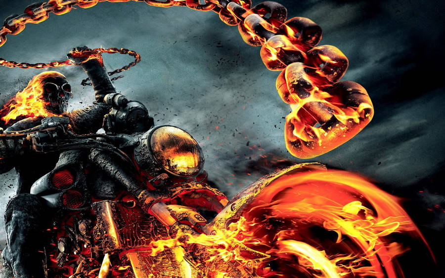 Cool 3d Ghost Rider With Infernal Chain Wallpaper