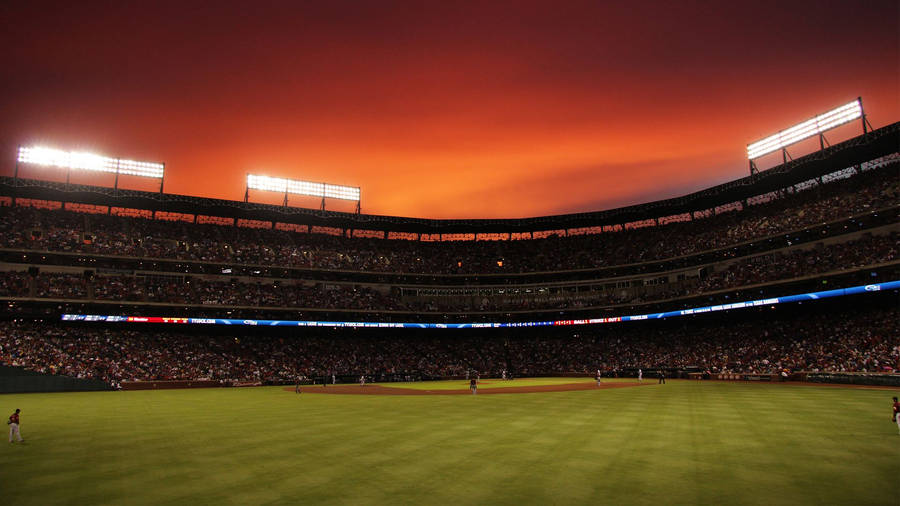 Cool Baseball Arena At Night Wallpaper