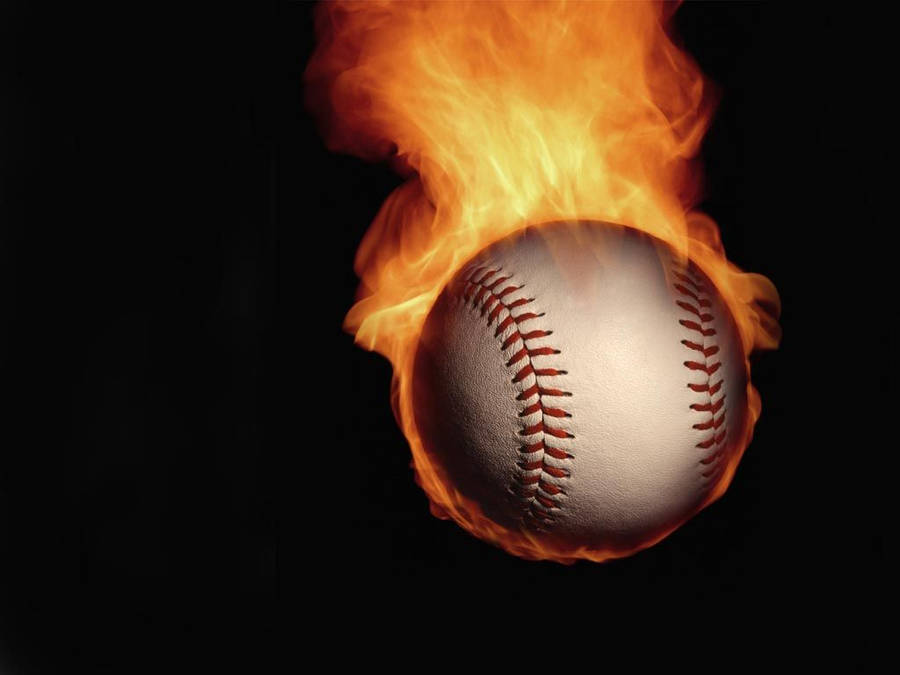 Cool Baseball Blazing In Black Wallpaper