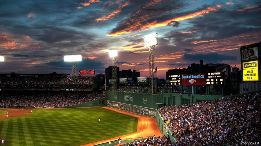 Cool Baseball Match At Night Wallpaper