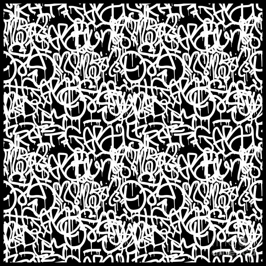 Cool Black And White Graffiti Seamless Tag Wallpaper