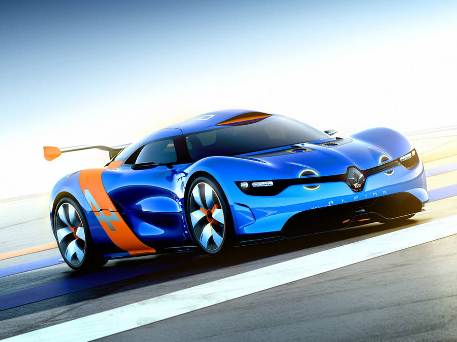 Cool Blue And Orange Alpine Car Wallpaper