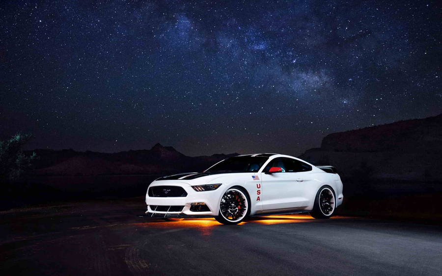 Cool Car White Ford Mustang Wallpaper