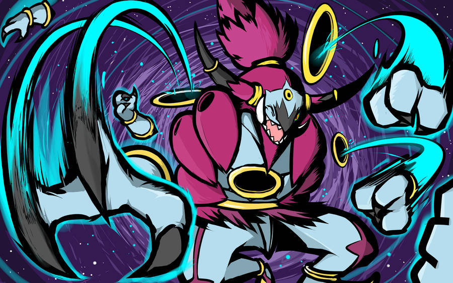 Cool Cartoon-styled Unbound Hoopa Wallpaper