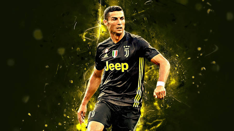 Cool Cr7 3d Yellow And Black Background Wallpaper