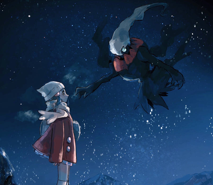 Cool Darkrai And A Girl Tablet Wallpaper