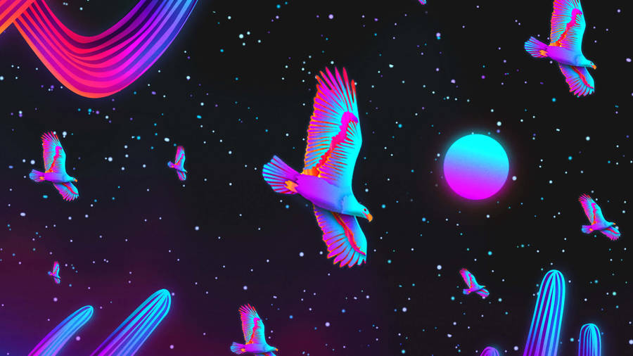 Cool Digital Birds Drawing Wallpaper