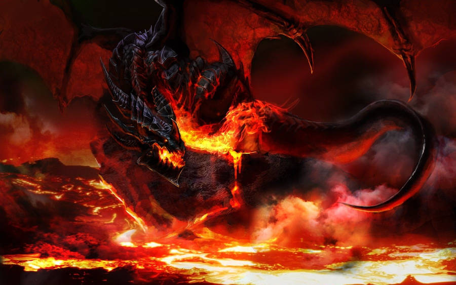 Cool Dragon Volcano Pit Wallpaper