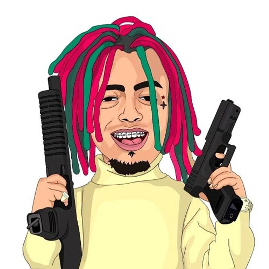 Cool Drip Lil Pump With Guns Wallpaper