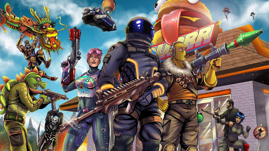 Cool Fortnite Cartoon Background Wallpaper