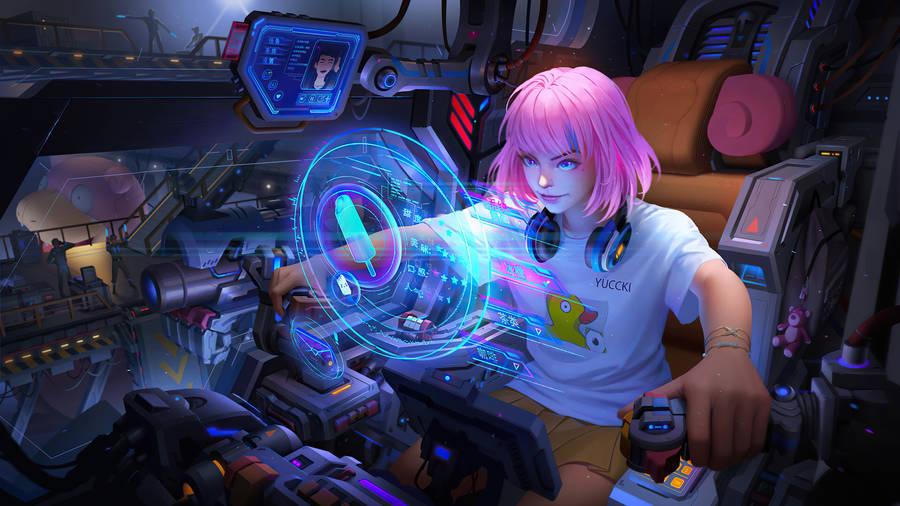 Cool Girl Futuristic Vehicle Wallpaper