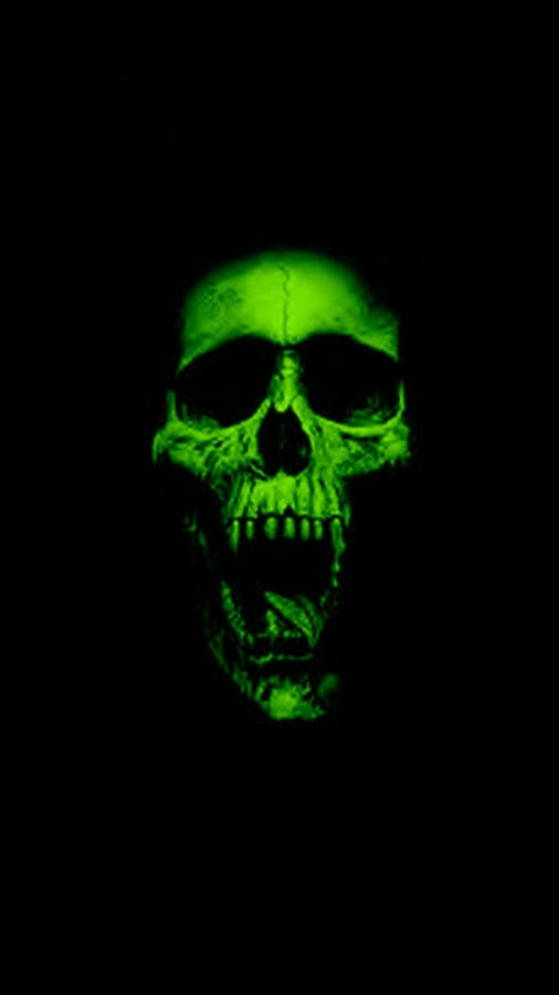 Cool Green Scary Skull Wallpaper
