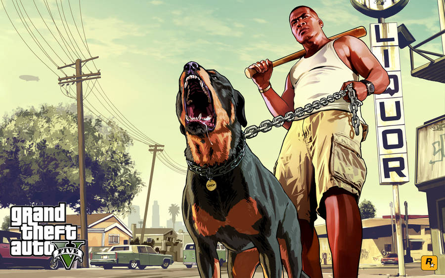 Cool Gta Leashed Barking Dog Wallpaper