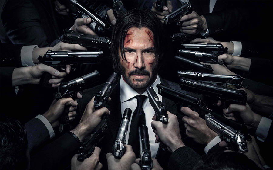 Cool Hd John Wick And Guns Wallpaper