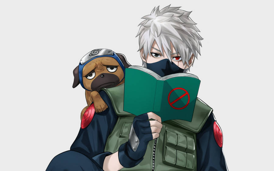 Cool Kakashi Art With Dog Wallpaper