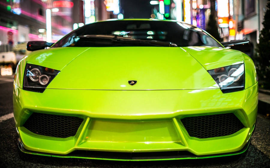 Cool Lamborghini Gallardo Car In Neon Green Wallpaper