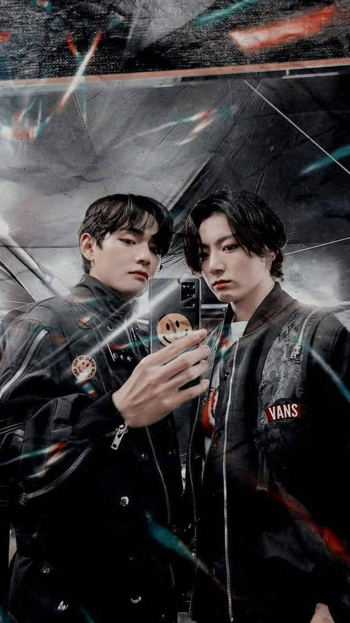 Cool Mirror Selfie Taekook Bts Wallpaper