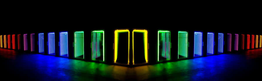 Cool Monitor Doors Neon Aesthetic Wallpaper