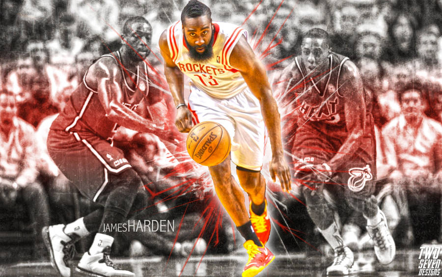 Cool Nba James Harden Dribbling The Ball Wallpaper