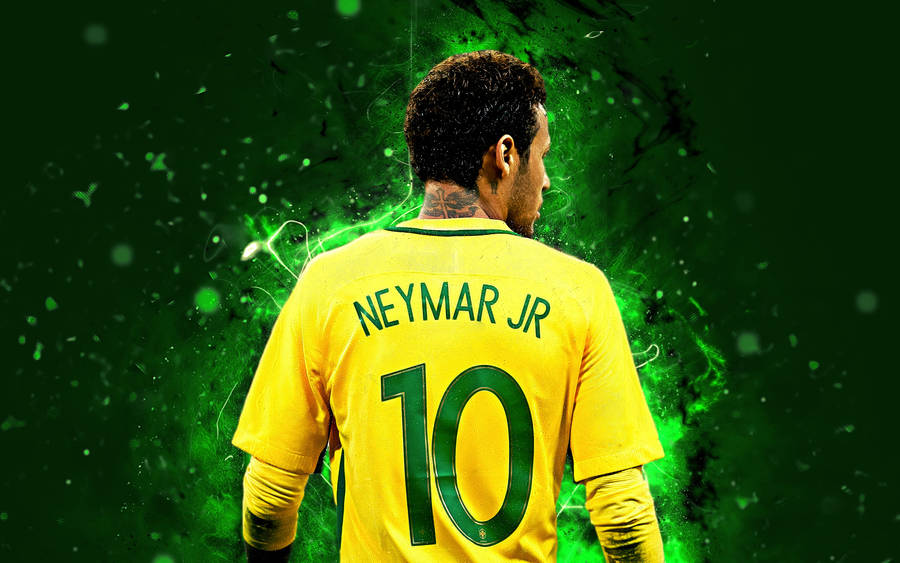 Cool Neymar Jr Neon Green Glow Wallpaper