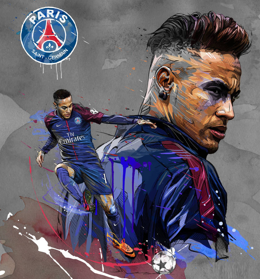 Cool Neymar Jr Paint Fan Art Wallpaper