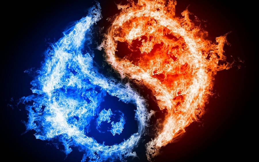 Cool Picture Of Blazing Yin Yang Wallpaper