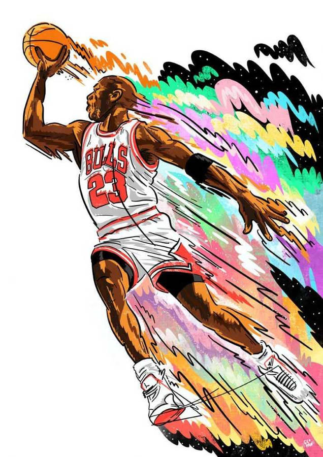 Cool Rainbow Colored Jumping Jordan Wallpaper