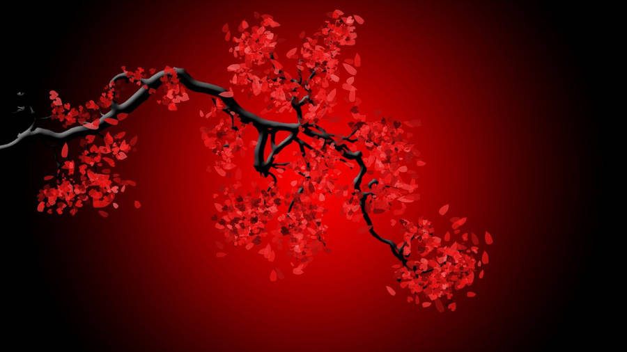 Cool Red Cherry Blossom Wallpaper