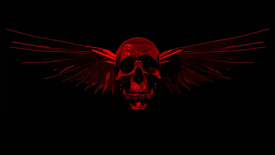 Cool Red Skull On Black Wallpaper