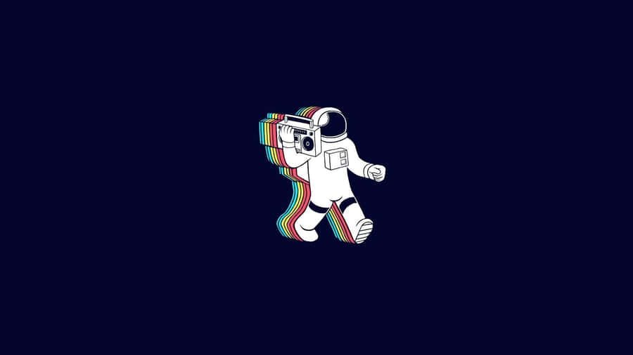 Cool Retro Astronaut Walking Wallpaper