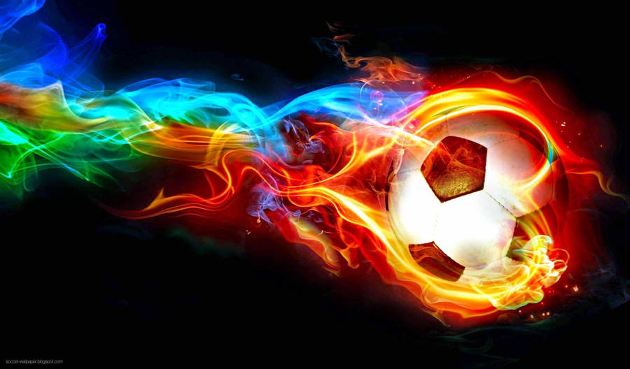 Cool Soccer Ball Blazing Fire Wallpaper