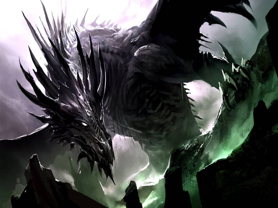 Cool Spiky Black Dragon Wallpaper