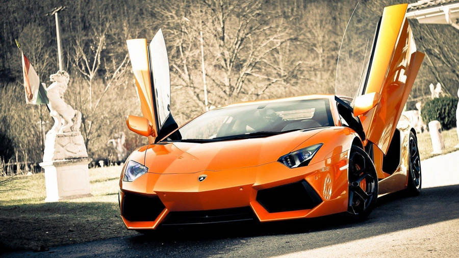 Cool Sports Car Aventador Scissor Doors Wallpaper