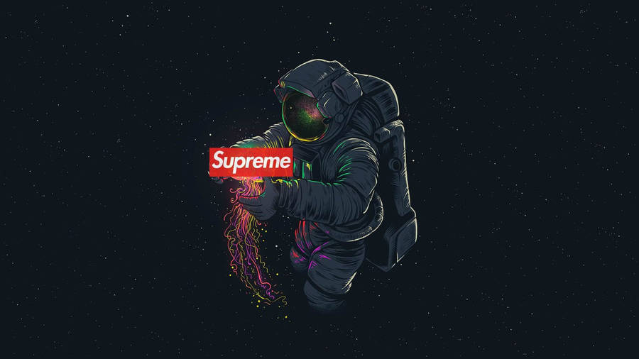 Cool Supreme Astronaut Jellyfish Wallpaper