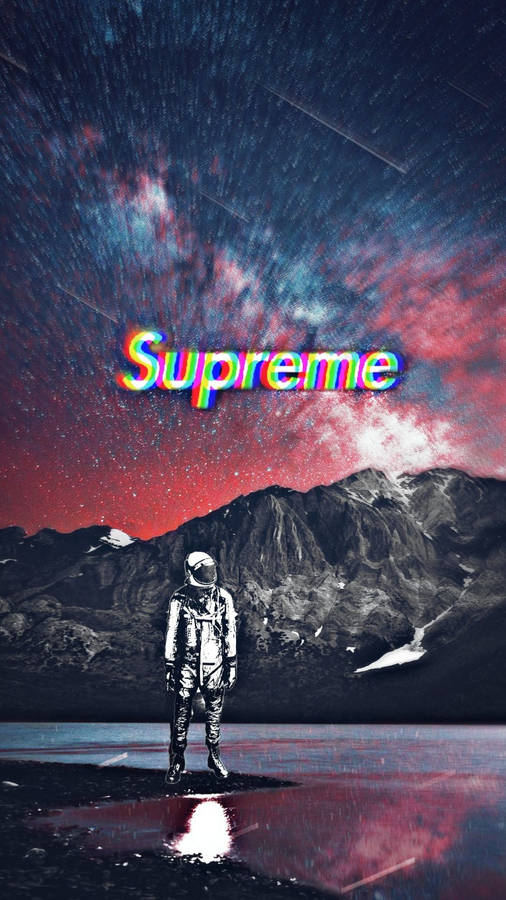 Cool Supreme Astronaut Mountain Wallpaper