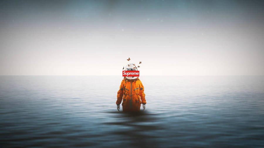 Cool Supreme Astronaut Ocean Wallpaper