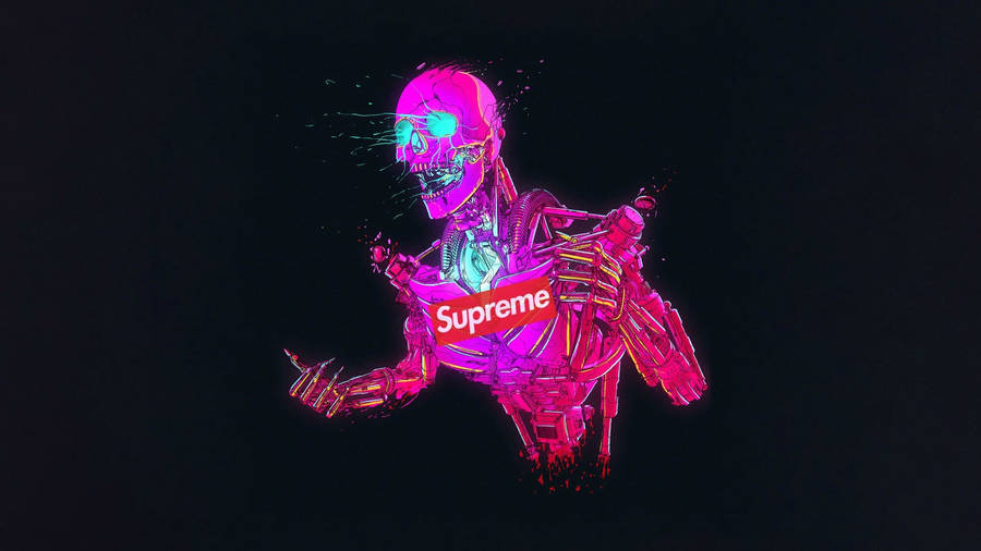 Cool Supreme Pink Skeleton Wallpaper