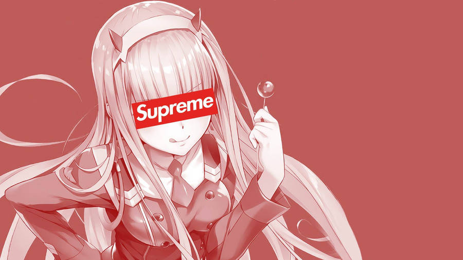 Cool Supreme Red Anime Girl Wallpaper