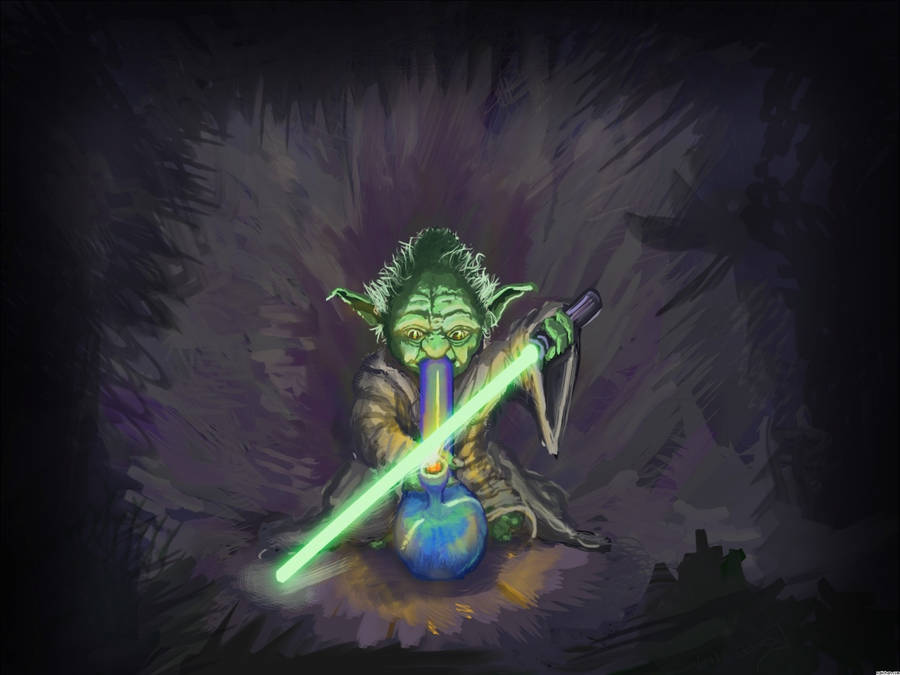 Cool Weed Art Yoda Smoking Wallpaper