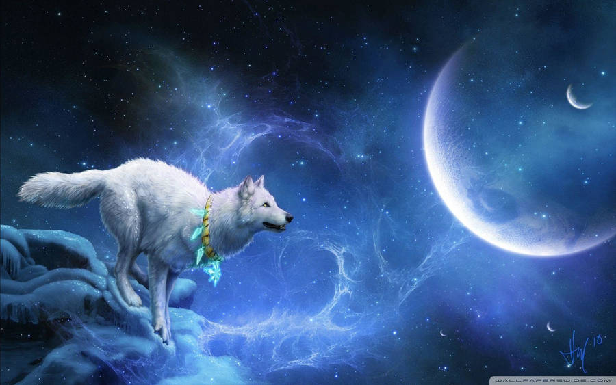 Cool Wolf Planet Wallpaper