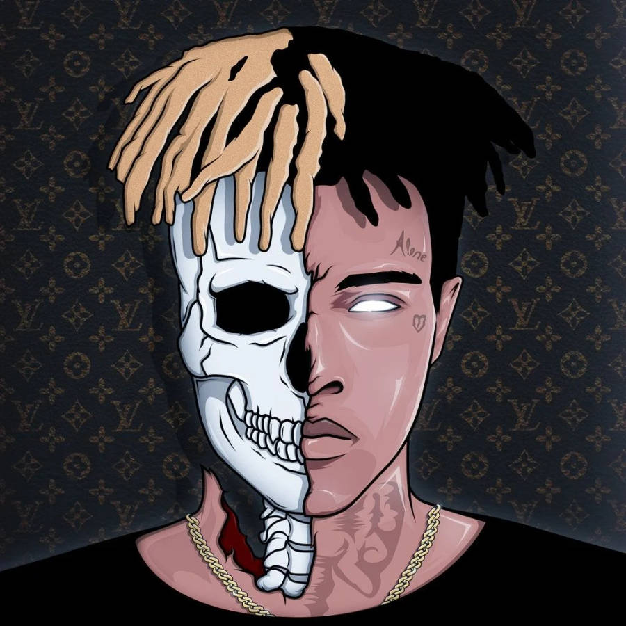 Cool Xxxtentacion With Half A Skull Wallpaper