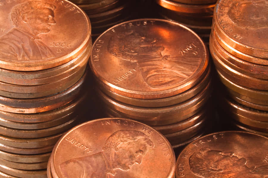 Copper Penny Stacks Closeup Wallpaper