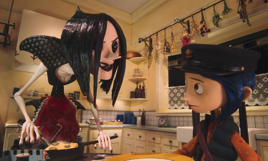 Coraline And Beldam Animated Horror Wallpaper