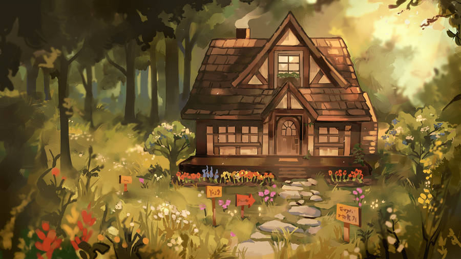 Cottagecore House Artwork Wallpaper