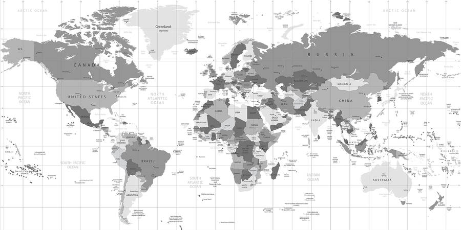 Countries Map Greyscale Wallpaper