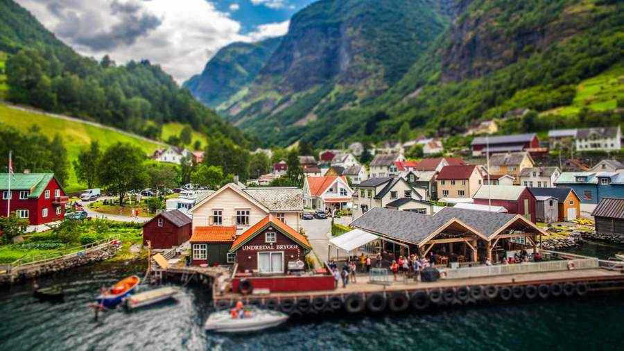 Country Summer Nice Norwegian Village Wallpaper