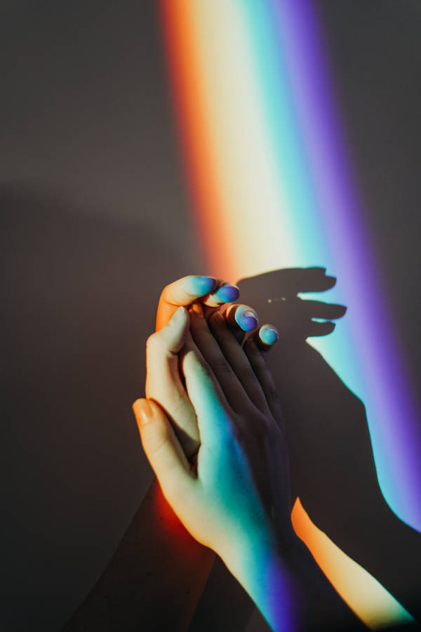 Couple Hands Rainbow Light Wallpaper