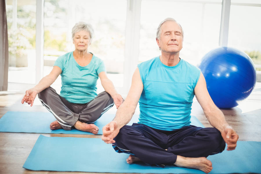 Couple Senior Yoga Wallpaper