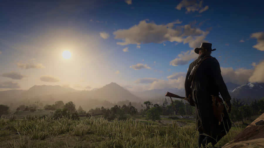 Cowboy Sunset Overlook Wallpaper